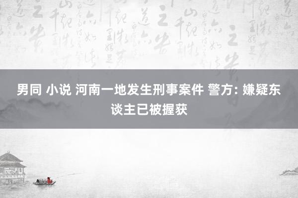 男同 小说 河南一地发生刑事案件 警方: 嫌疑东谈主已被握获