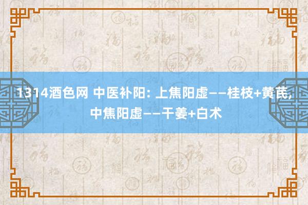 1314酒色网 中医补阳: 上焦阳虚——桂枝+黄芪， 中焦阳虚——干姜+白术